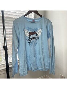 Vintage LAT Talladega Superspeedway Graphic Long Sleeve T-Shirt Light Blue XL